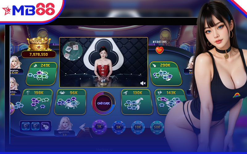 Hệ sinh thái game bài sàn casino uy tín MB88 với đồ họa đẹp mắt, nữ dealer livestream quyến rũ